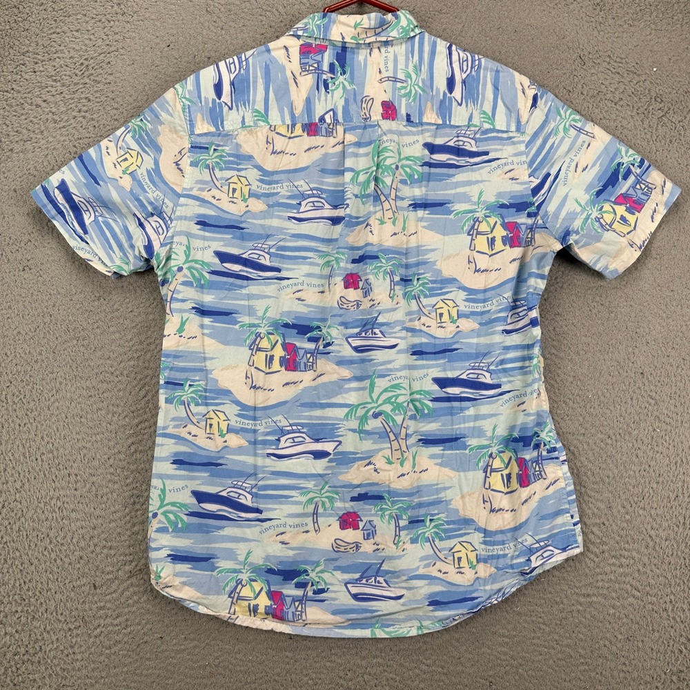 Vineyard Vines Mens Button Down Shirt Medium Blue Island Pocket Short Sleeve - Picture 2 of 10